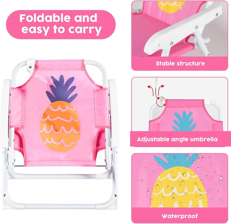 PLULON Kids Beach Chair with Umbrella Folding Lawn and Camping Chair with Summer Shade for Beach, Pool, Travel and Outdoor (for 1-5 Years Old) - Image 4
